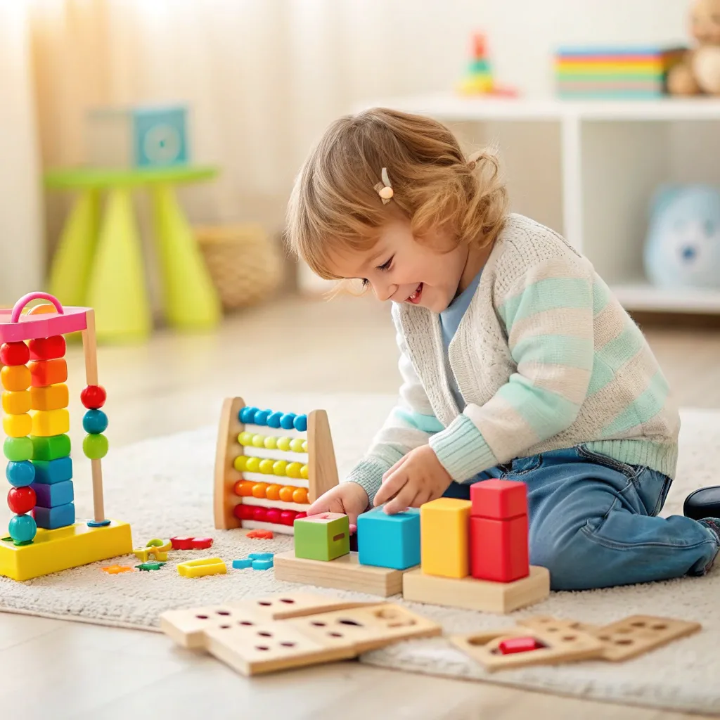 Child playing with educational toys